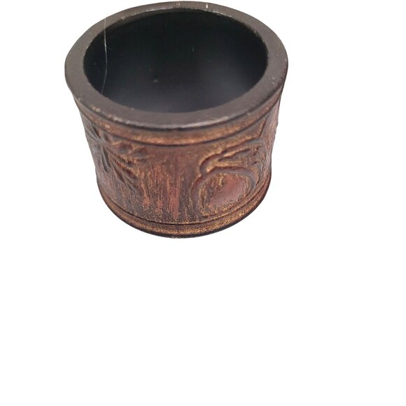 Napkins Brown Set 6  Cloth 17'' x 17'' & 6 Wood Rings/Holders Fall Leaves Acorns - Picture 4 of 5